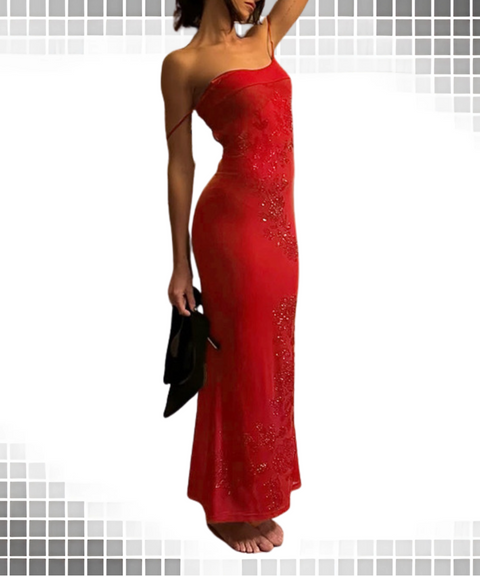 Elegant Slim Fit Rhinestone Slip Dress