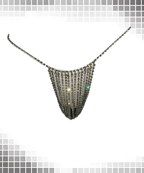 Rhinestone Waist Chain Multi-Layer Tassel Sparkling Bikini Set with Crystal Chain Thong