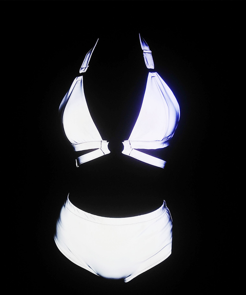 Women's Sexy Clothing, Sexy O-Ring Strappy Iridescent Reflective Bikini, Nightout OOTD