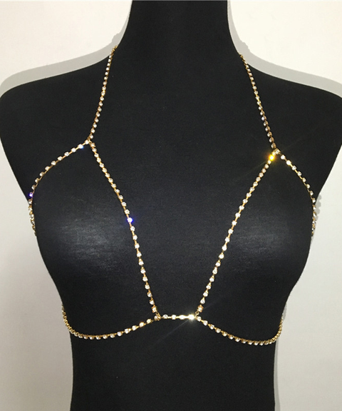 Rhinestone Halter Crystal Bra Chain