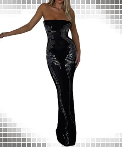 Angel Wings Rhinestone Tube Dress