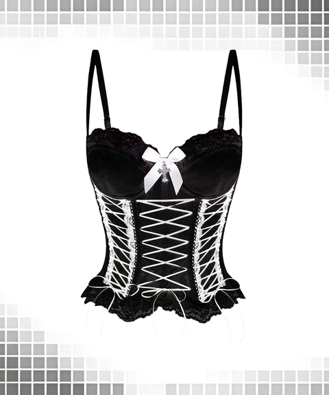 Bowknot Cross Lace Boned Corset Tank Top