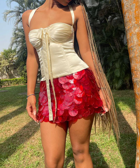 Sequin Sexy Solid Mini Skirt