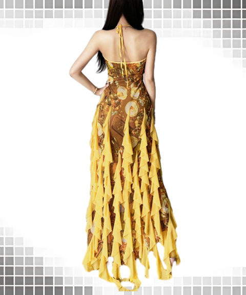 Sexy Ruffled Holiday Halter Dress