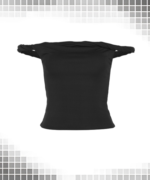 Solid Slim Off-Shoulder Backless T-Shirt