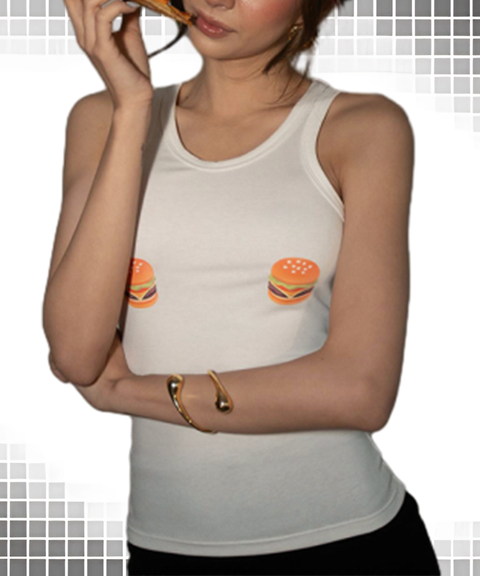Burger Pizza Print Tank Top