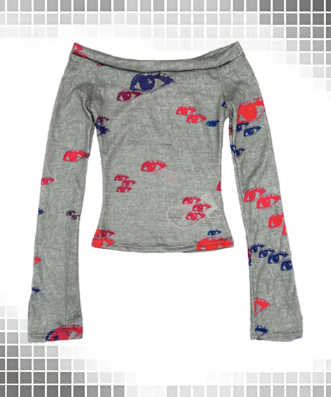 Sexy Eye Print Y2K Top & Bodycon Skirt Set