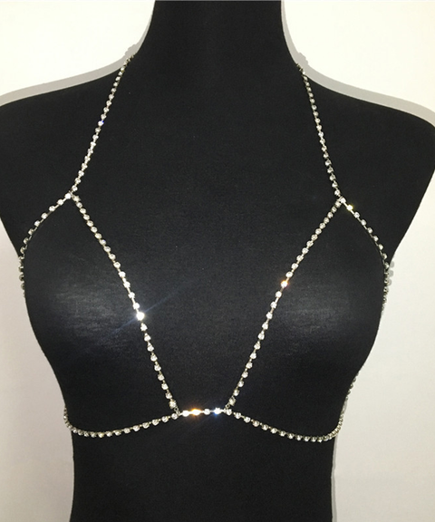 Rhinestone Halter Crystal Bra Chain