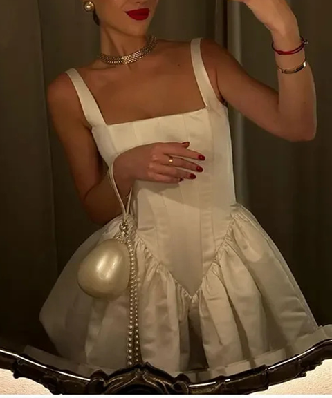 Elegant White Satin Cami Mini Dress