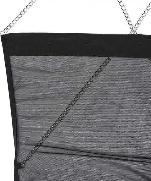 Women’s Sexy Clothing, Sheer Mesh One-Piece Slip Dress – Soft Stretch Fabric with Chain Back Cut-Out, Nightout OOTD