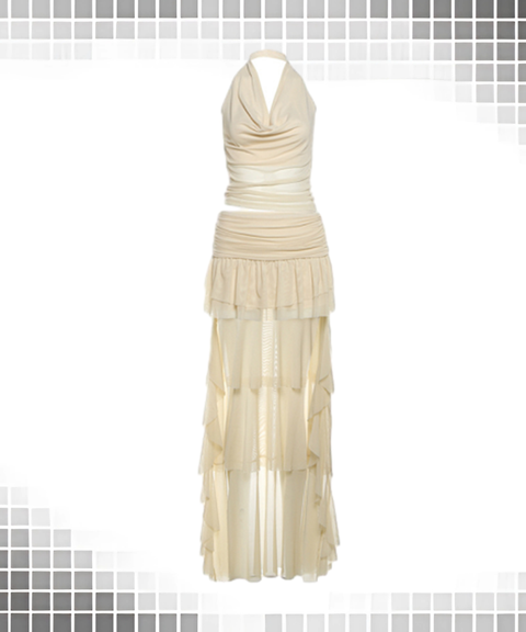 Solid Slim Halter Low-Waist Skirt Set
