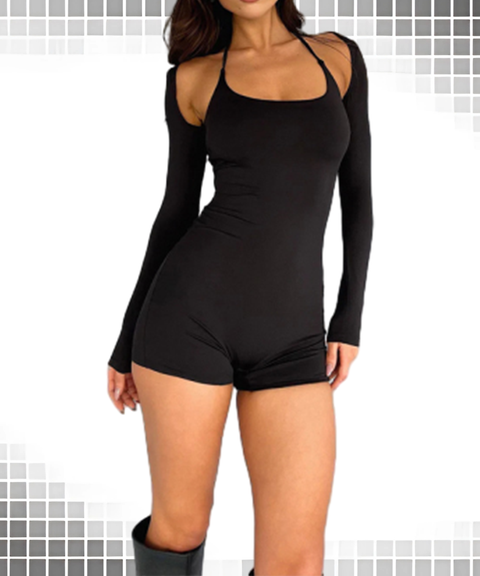 Solid Color Halter Tie Jumpsuit Cover-Up