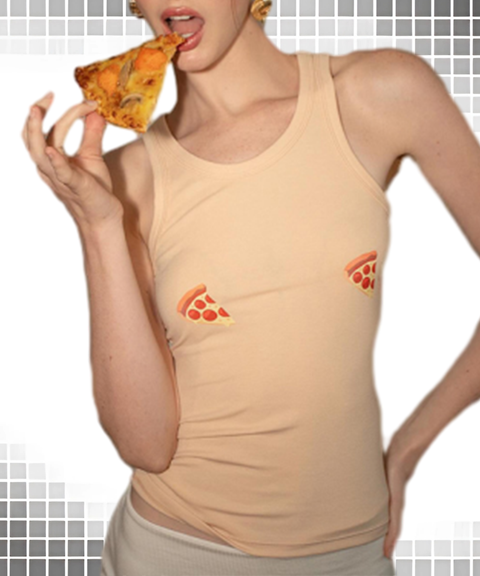 Burger Pizza Print Tank Top