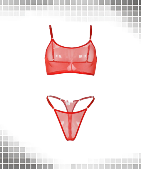 Women’s Sexy Clothing, Sheer Mesh Minimalist Two-Piece Cami Set, Nightout OOTD