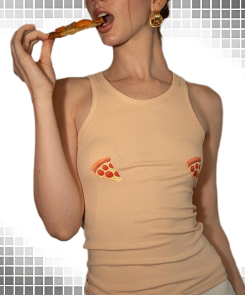 Burger Pizza Print Tank Top
