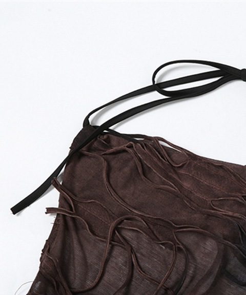Solid Slim High-Waisted Sexy Backless Cami Dress