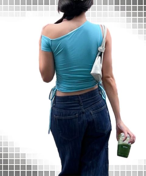 Asymmetric Ruched Drawstring Solid T-Shirt