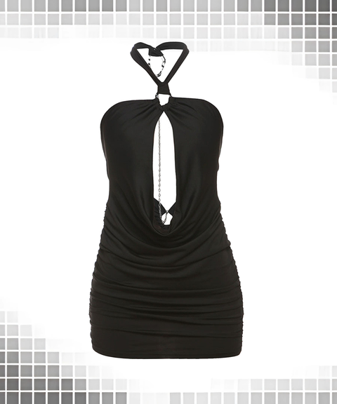 Street Style Graphic Halter Backless Bodycon Dress