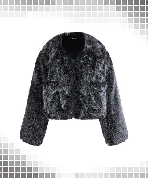 Faux Fox Fur Thickened Winter Short Coat – Warm Long Sleeve Fur Jacket