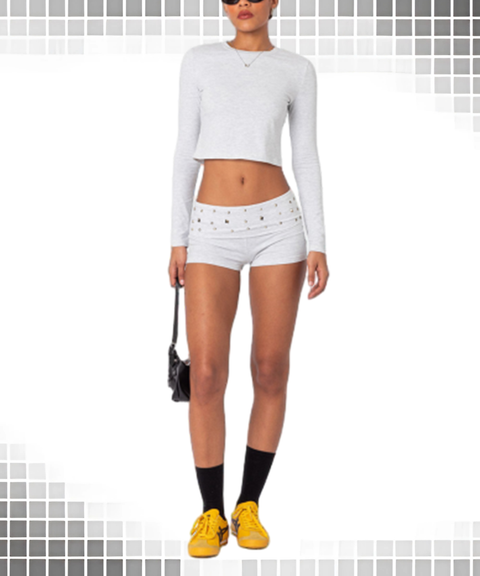 Punk Gothic Rivet Shorts – Slim Fit Casual Mini Style