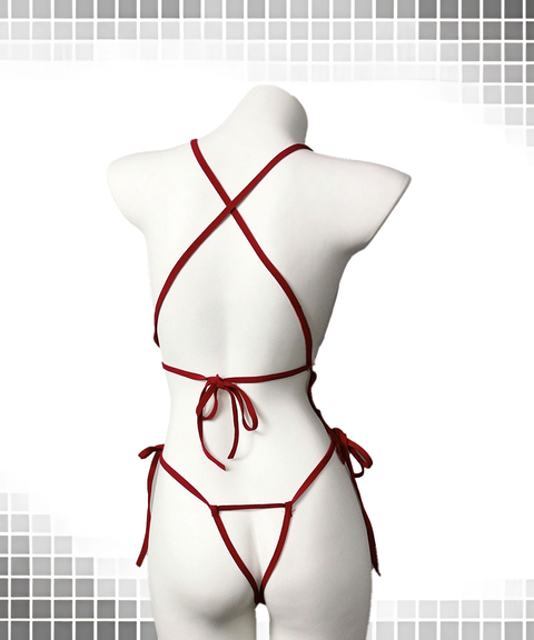 Sexy Hollow-Out Open-Crotch One-Piece with Oversized Bow Tie – Erotic Bondage Style