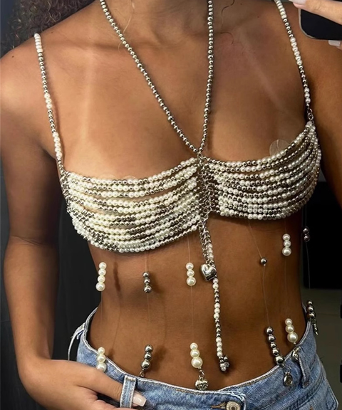 Halter Body Chain Crop Top
