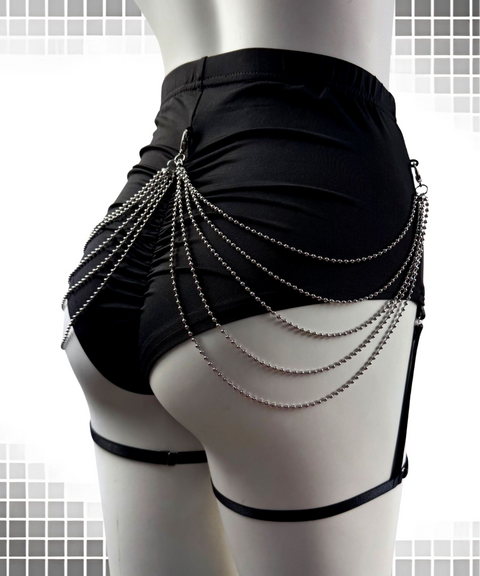 Women's Sexy Clothing, Sexy cutout shorts with metal chains, Nightout, OOTD