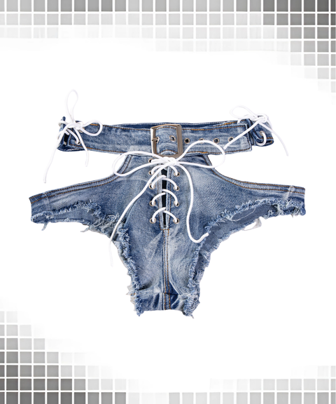 Women's Sexy Clothing, Sexy Cut-Out Lace-Up Frayed Denim Shorts, Nightout, OOTD