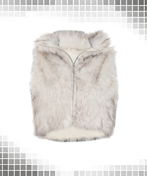 Sexy High-Neck Fuzzy Zip-Up Vest Top