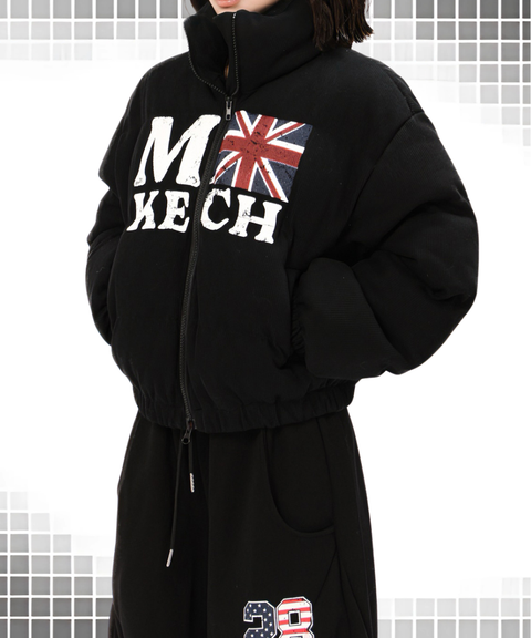 Flag Motif Quilted Puffer Jacket