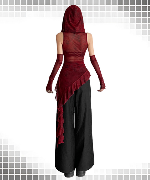 Hooded Sleeveless Mesh Top
