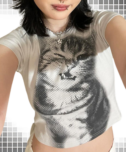 Pet Cat Print Short Sleeve T-Shirt