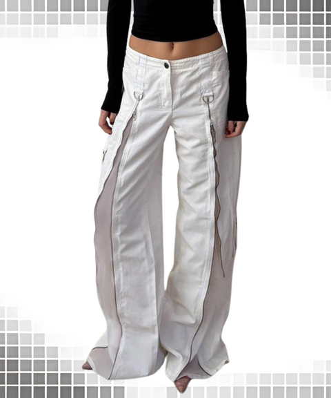 Metal Zipper Multi-Pocket Denim Pants