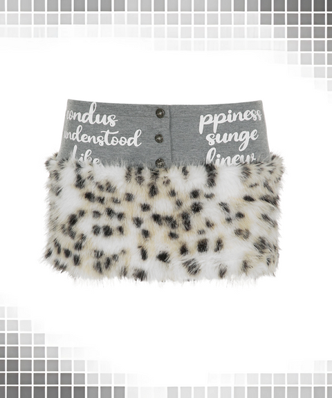 Leopard Patchwork Letter Print Mini Skirt