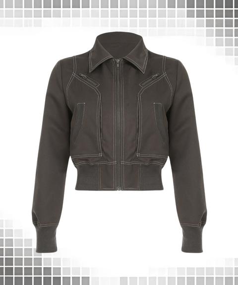 Collared Waist-Cinched Pocket Jacket