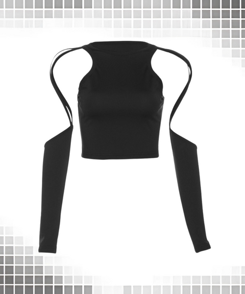 Hollow Cropped Long Sleeve T-Shirt
