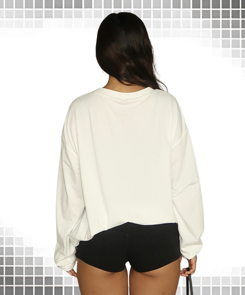 Loose Crewneck Long Sleeve Printed T-Shirt