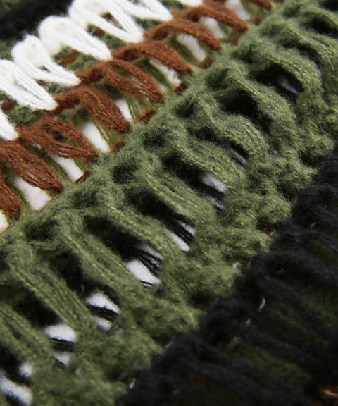 Color-Block Hollow Loose Knit Pullover