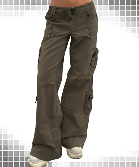 Irregular Large Pocket Straight-Leg Jeans