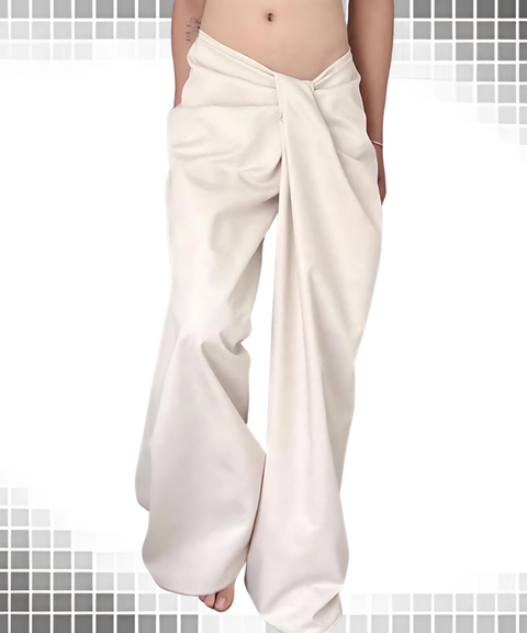 Irregular Knotted Low-Waist Wide-Leg Pants