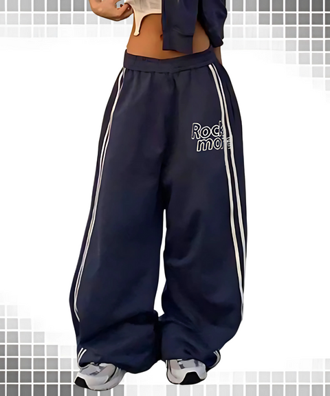 Color-Block Printed Straight-Leg Pants