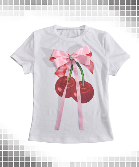 Printed Crewneck Bow T-Shirt