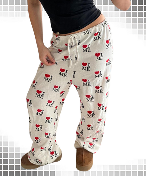 Letter Print Wide-Leg Pants
