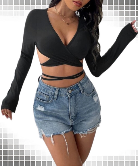Strappy Tight Long Sleeve Top
