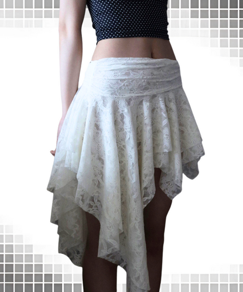 Irregular Lace Midi Skirt