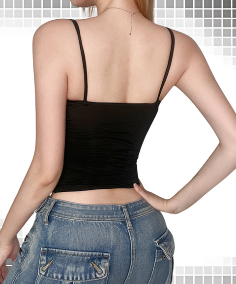Lace Trim Backless Cami Top