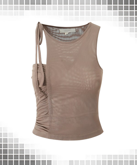 Irregular Drawstring Ruched Vest