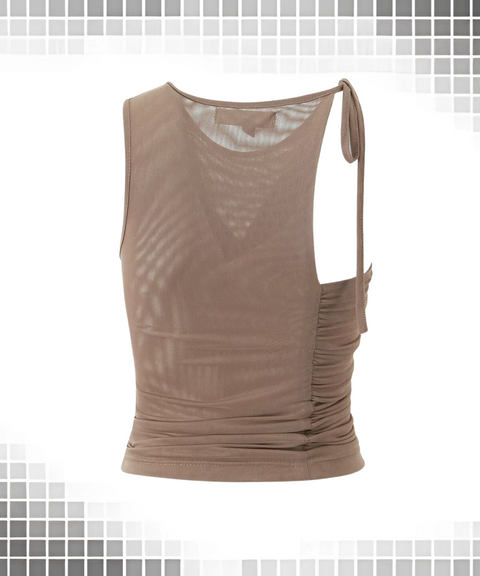 Irregular Drawstring Ruched Vest