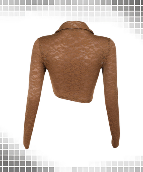 Lace Tie Hollow Long Sleeve Top