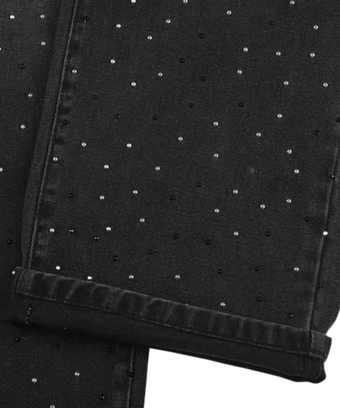Rhinestone Loose Wide-Leg Low-Waist Jeans